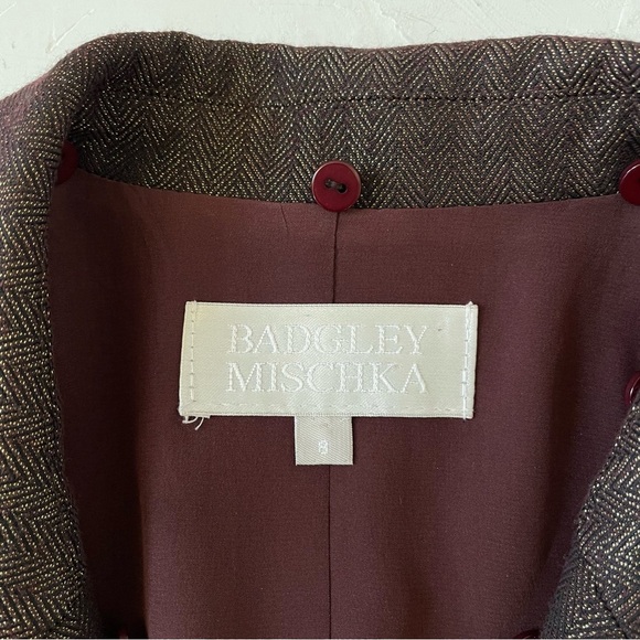 Badgley Mischka Brown Metallic Embellished Beaded Women's Blazer Size 8 - Picture 6 of 12